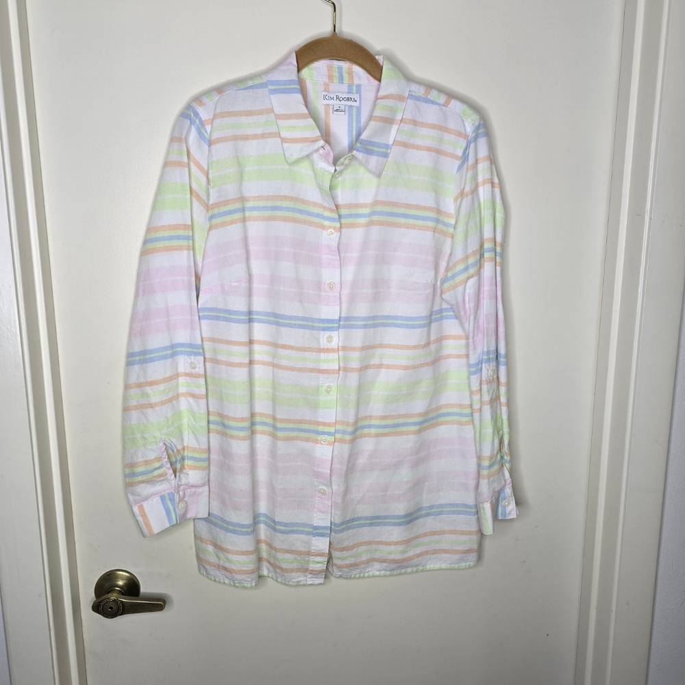 Kim Rogers Pastel Striped Button Down Shirt
